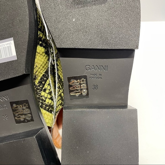 Ganni Snakeskin Slingback Loafers Green Shoes - Picture 7 of 7